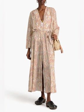 NWT MELISSA ODABASH MARIANNA PAISLEY PRINT VOILE KAFTAN DRESS SZ M